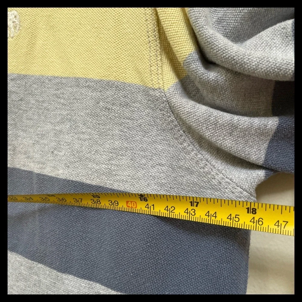 Banana Republic Mens Polo Shirt Striped Gray Blue Yellow Short Sleeve